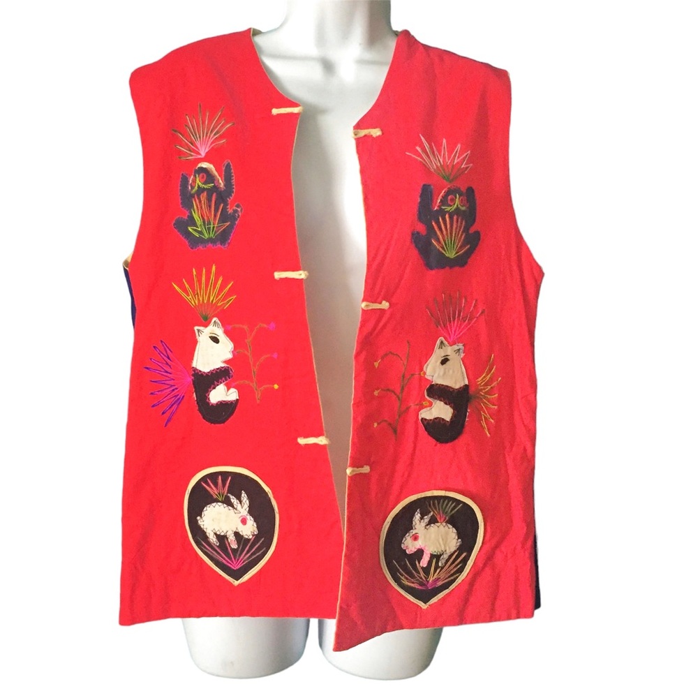1980s Vintage Asian Quilted Embellished Vest